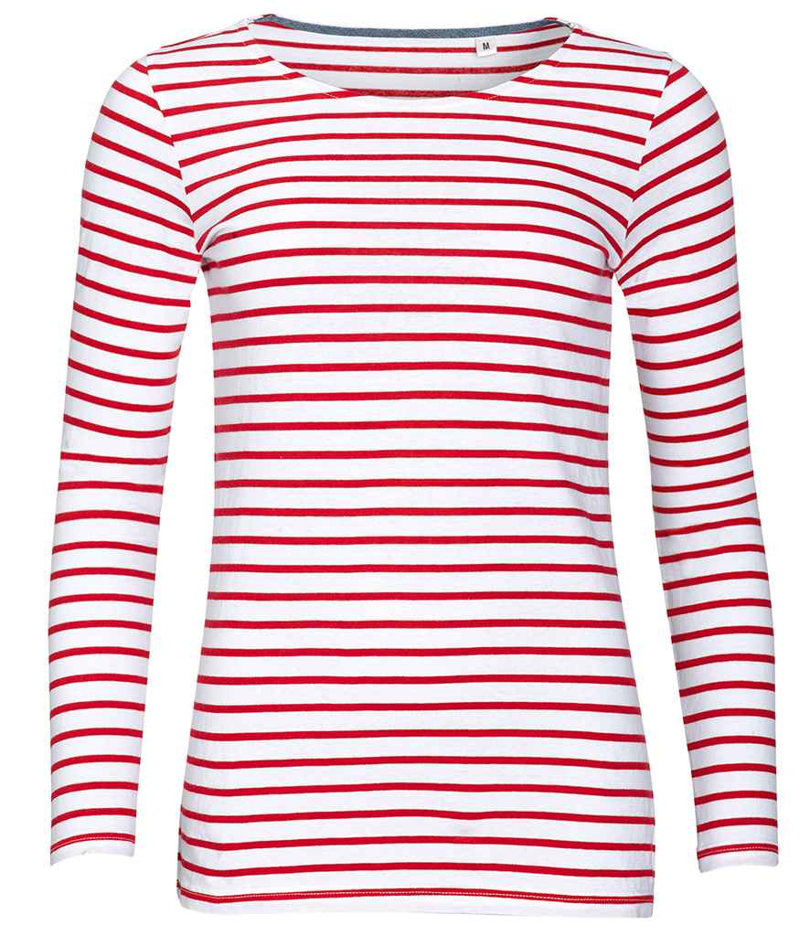 Crys T Striped Llewys Hir Merched SOL'S
