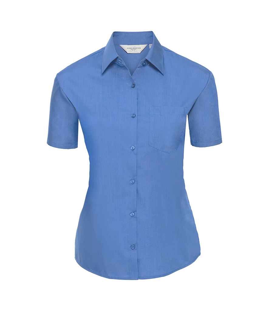 Casgliad Russell Crys Poplin Llawes Fer Merched Hawdd Gofal