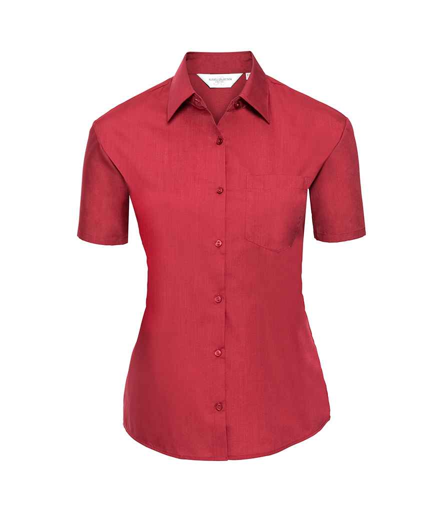 Casgliad Russell Crys Poplin Llawes Fer Merched Hawdd Gofal