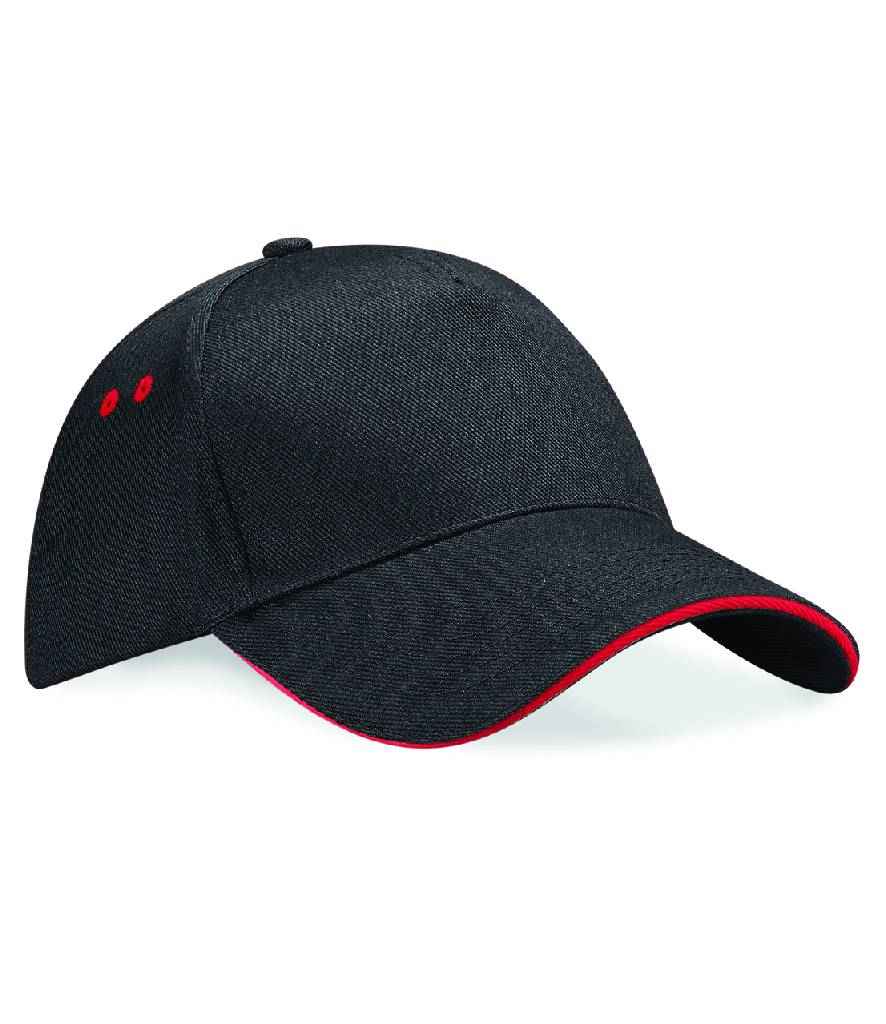 Cap panel Beechfield Ultimate 5 gyda Sandwich Peak