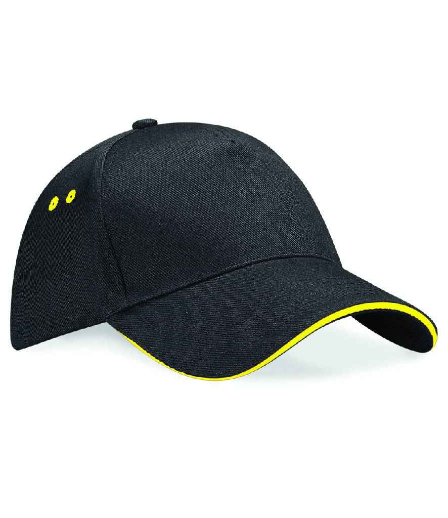 Cap panel Beechfield Ultimate 5 gyda Sandwich Peak