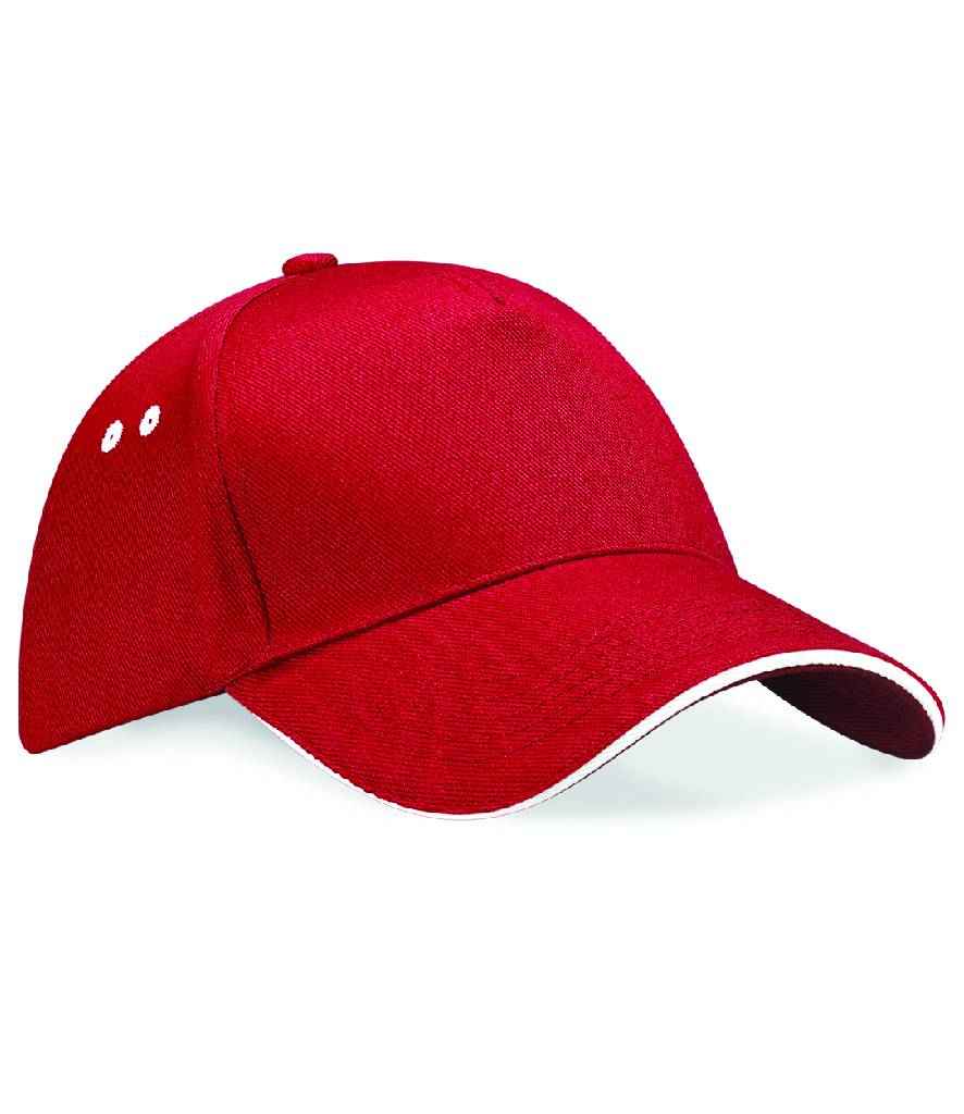 Cap panel Beechfield Ultimate 5 gyda Sandwich Peak