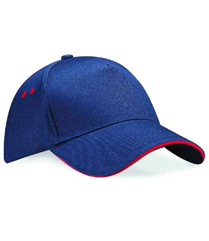 Cap panel Beechfield Ultimate 5 gyda Sandwich Peak