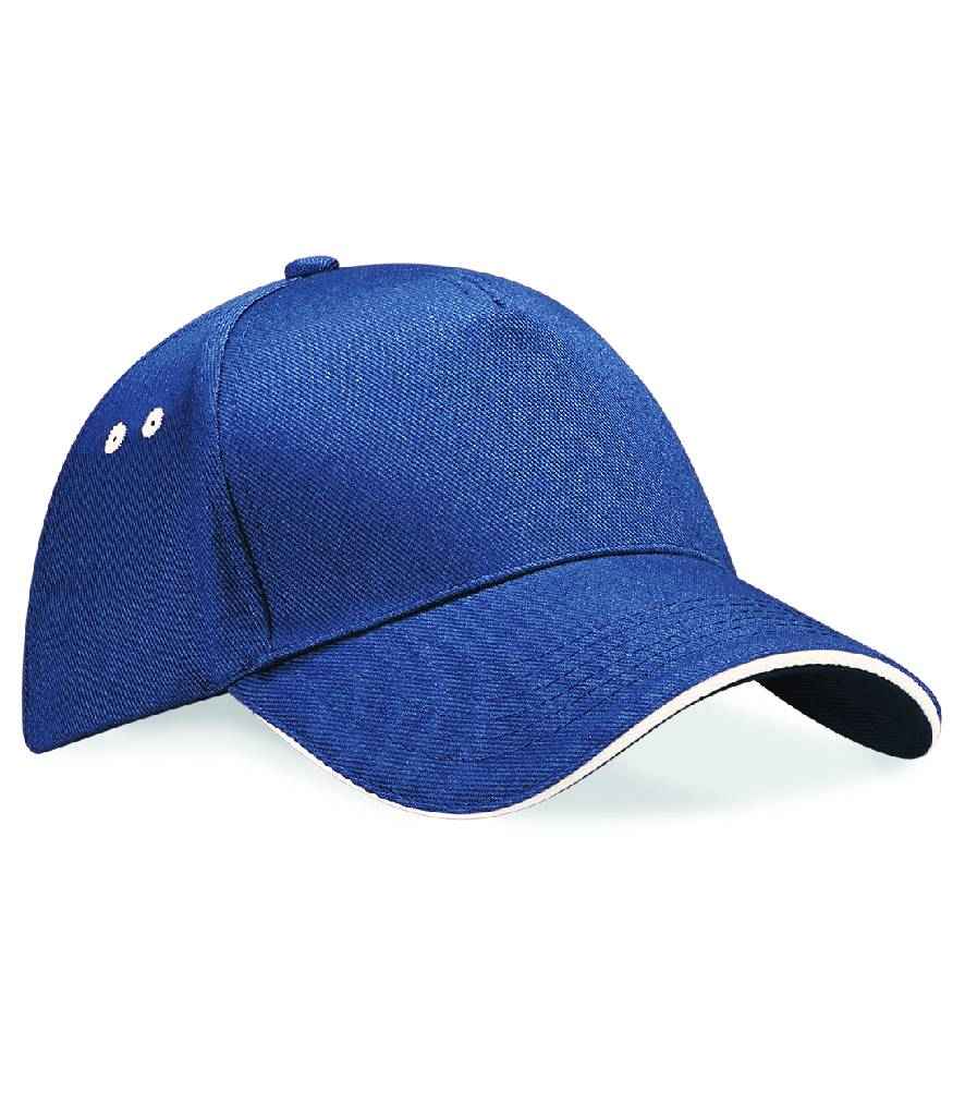 Cap panel Beechfield Ultimate 5 gyda Sandwich Peak