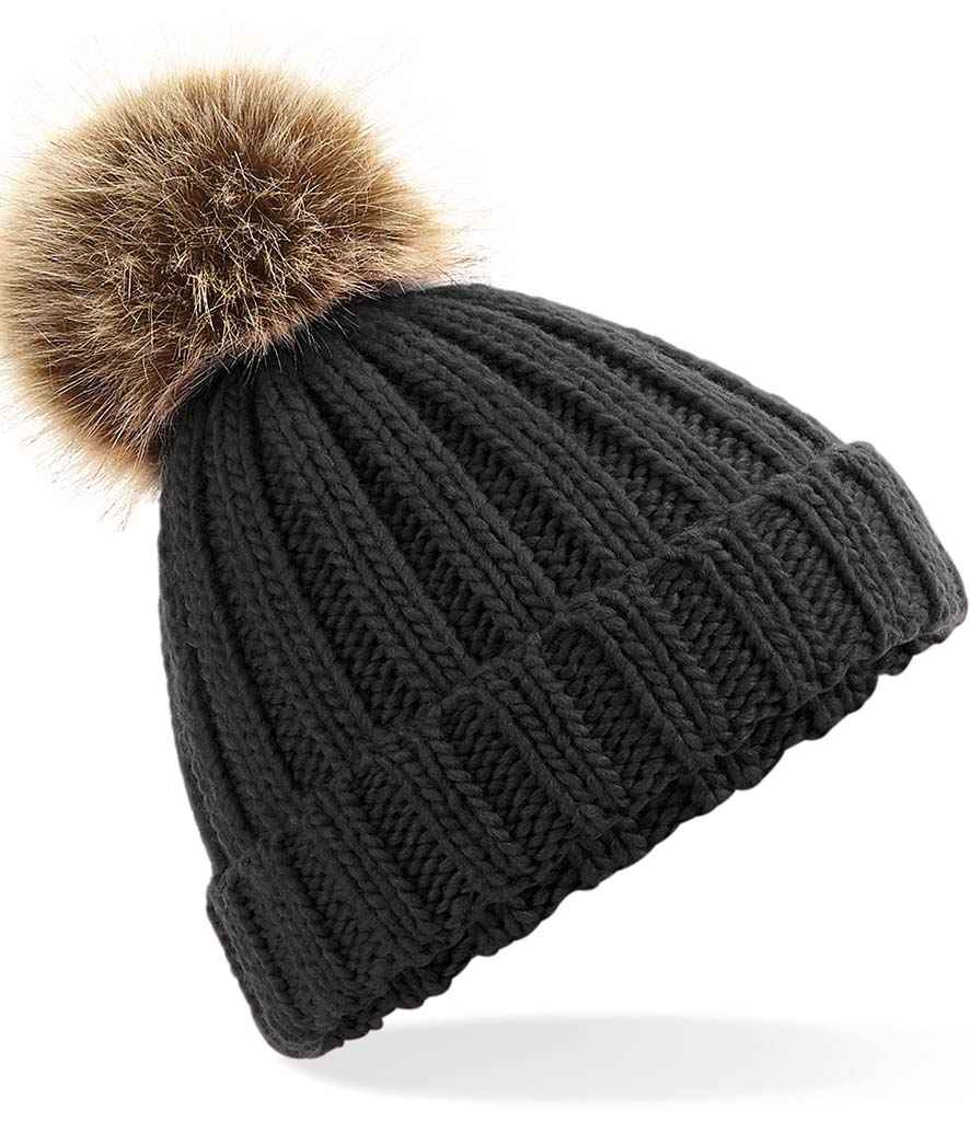 Ffwr Faux Iau Beechfield Pom Pom Chunky Beanie