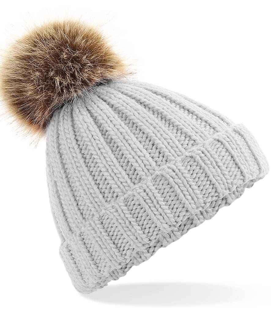 Ffwr Faux Iau Beechfield Pom Pom Chunky Beanie