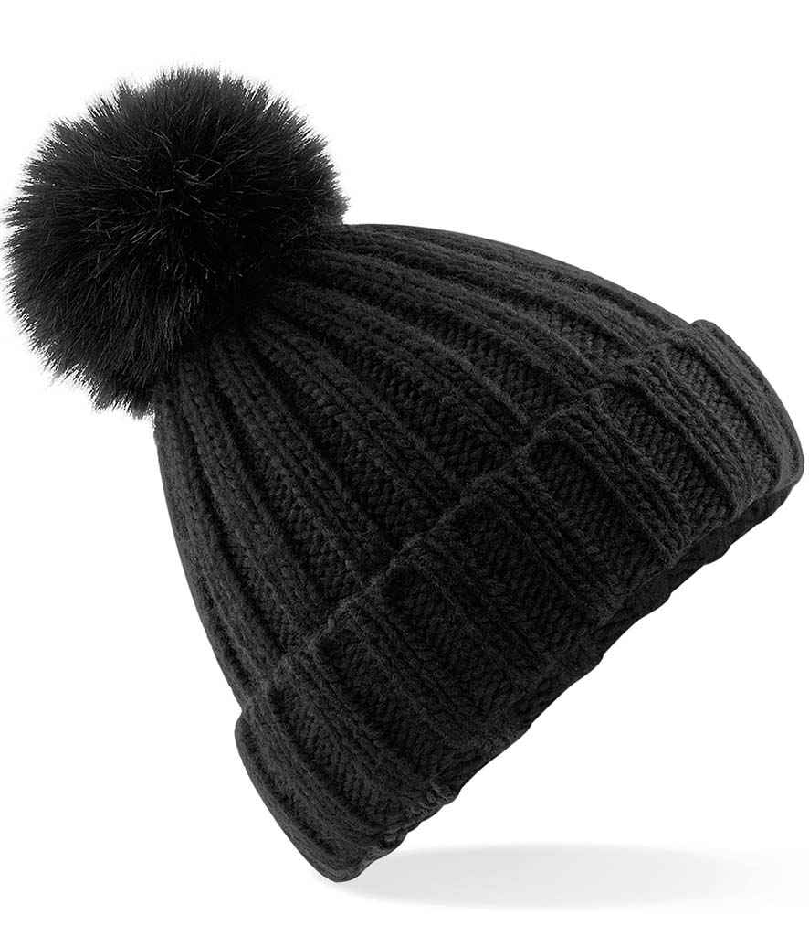 Beechfield Verbier Ffwr Pop Pom Beanie