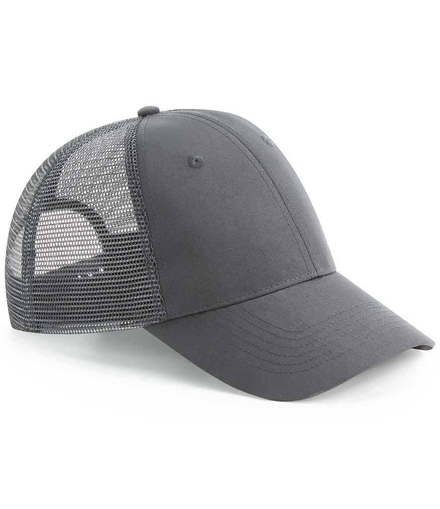 Beechfield wedi'i ailgylchu 6 panel Snapback Trucker Cap
