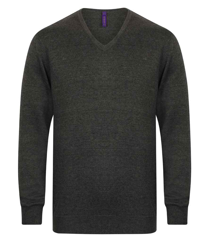 Henbury Cotwm Ysgafn Cotwm V Neck Siwmper