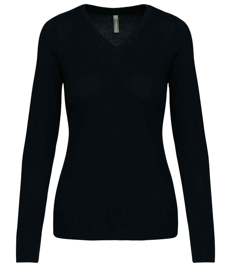 Kariban Ladies Cotton Acrylig V Neck siwmper