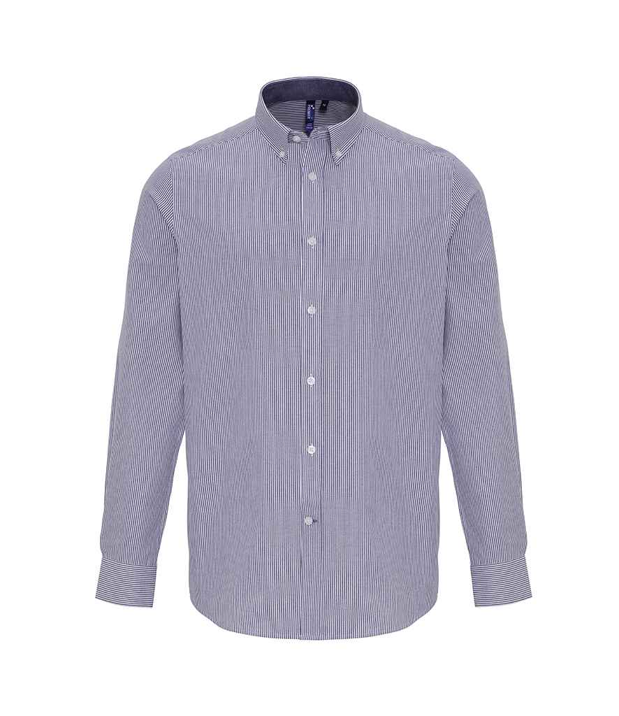 Crys Rhydychen Striped Llewys Hir Premier