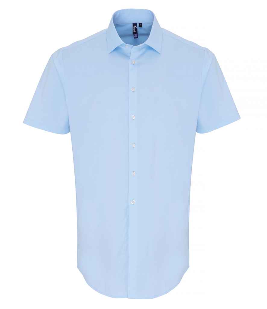 Prif Llewys Byr Stretch Fit Poplin Crys