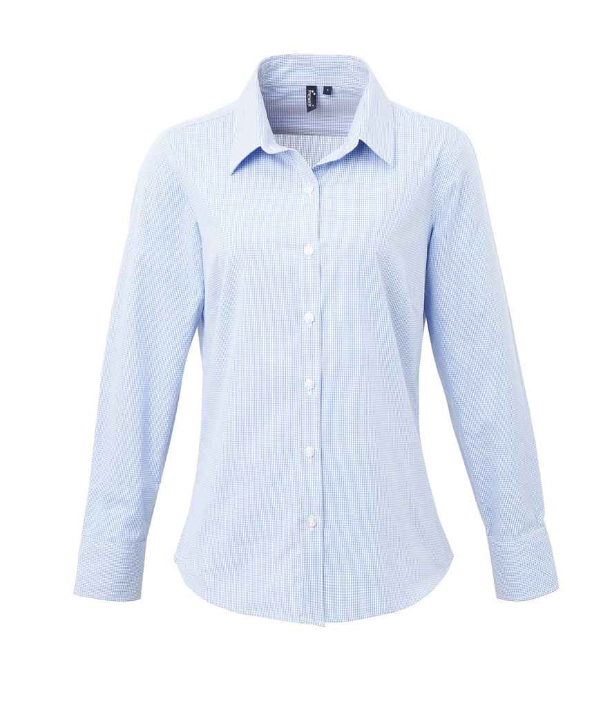 Crys Llewys Hir Prif Ferched Gingham