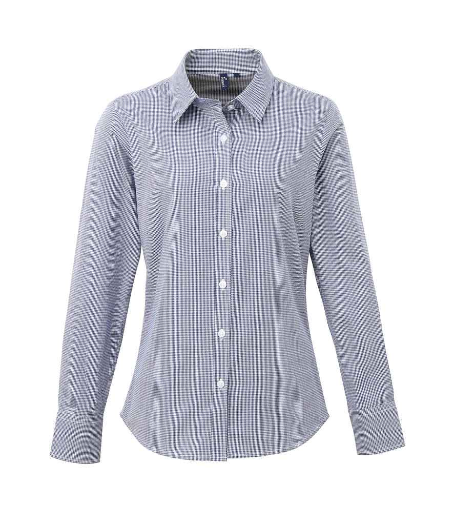Crys Llewys Hir Prif Ferched Gingham