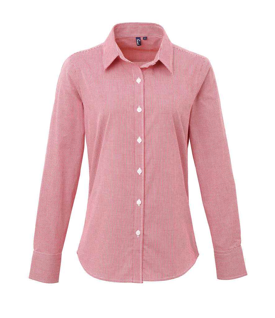 Crys Llewys Hir Prif Ferched Gingham