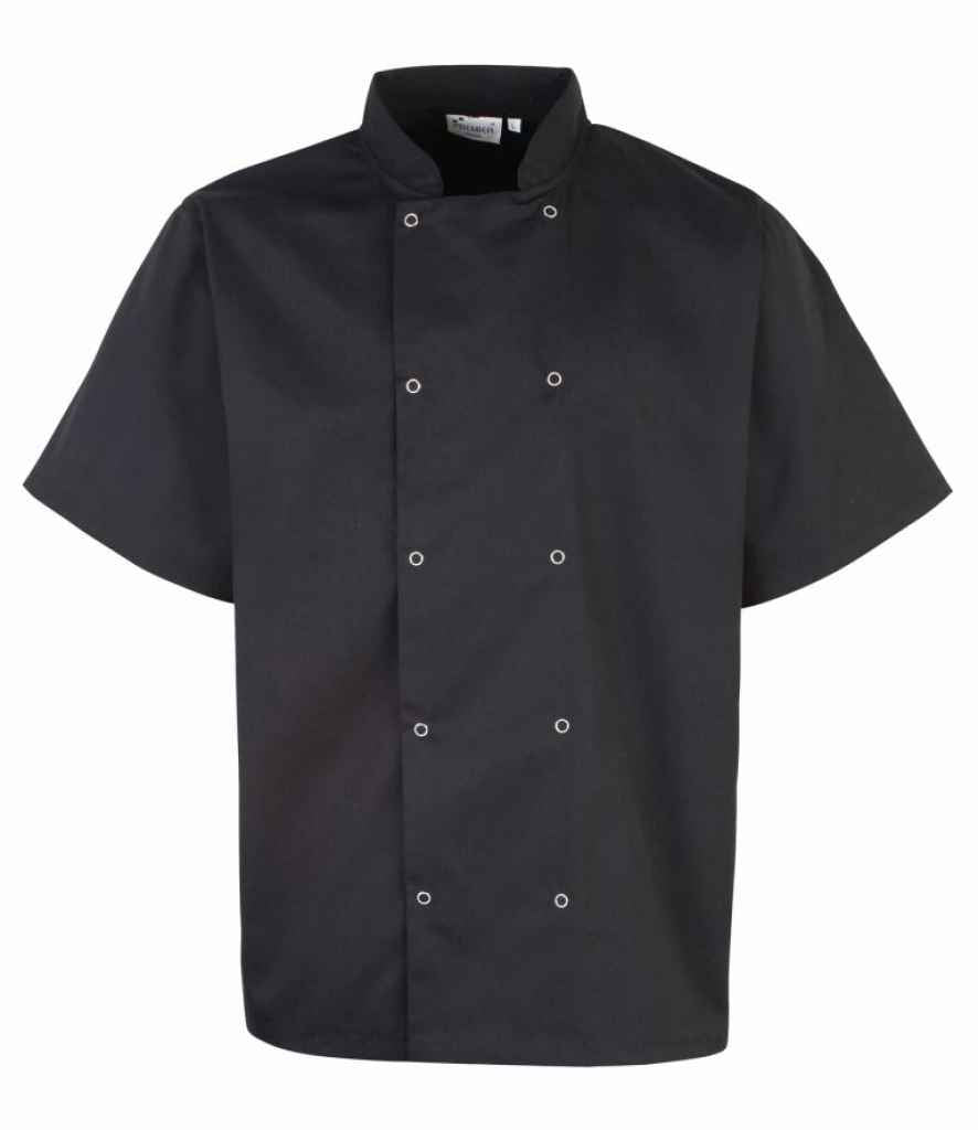 Bridfa Llewys Byr Premier Unisex Siaced y Cogydd Blaen