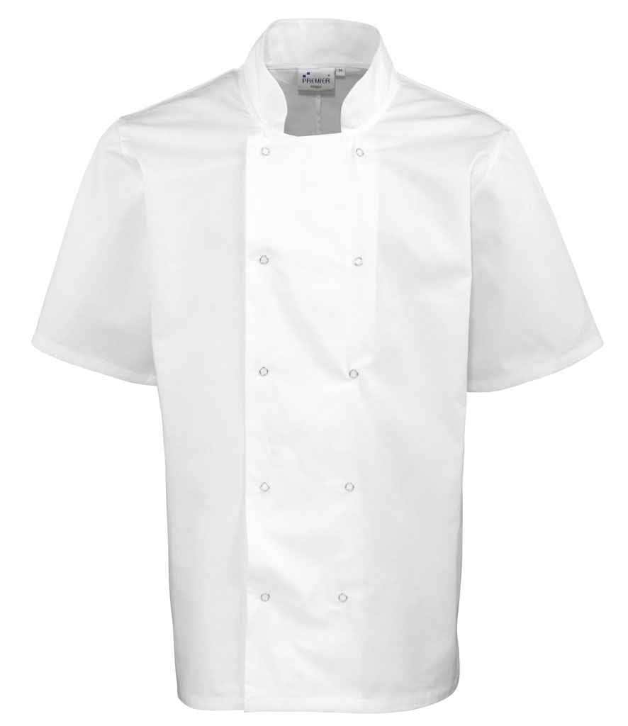 Bridfa Llewys Byr Premier Unisex Siaced y Cogydd Blaen