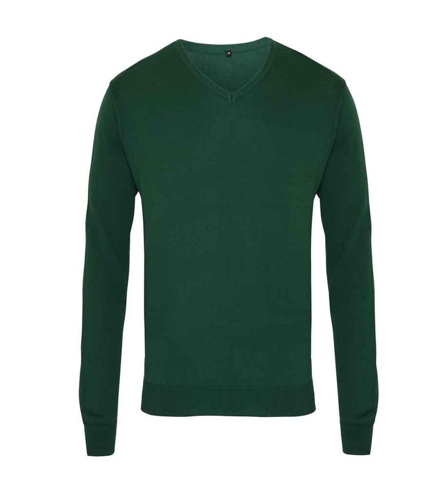 Premier Gwau Cotwm Acrylig V Neck siwmper