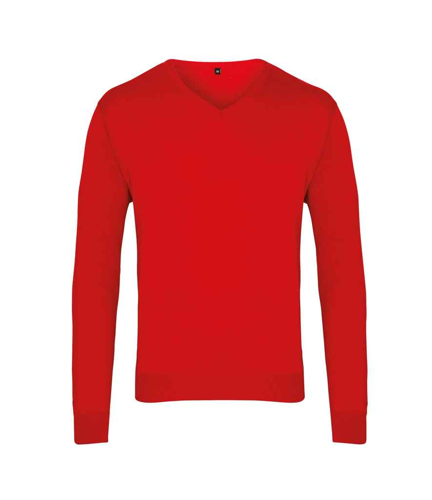 Premier Gwau Cotwm Acrylig V Neck siwmper