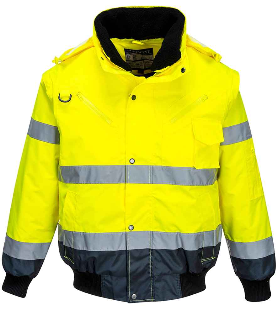 Siaced Bomber Hi-Vis 3-mewn-1 Portwest