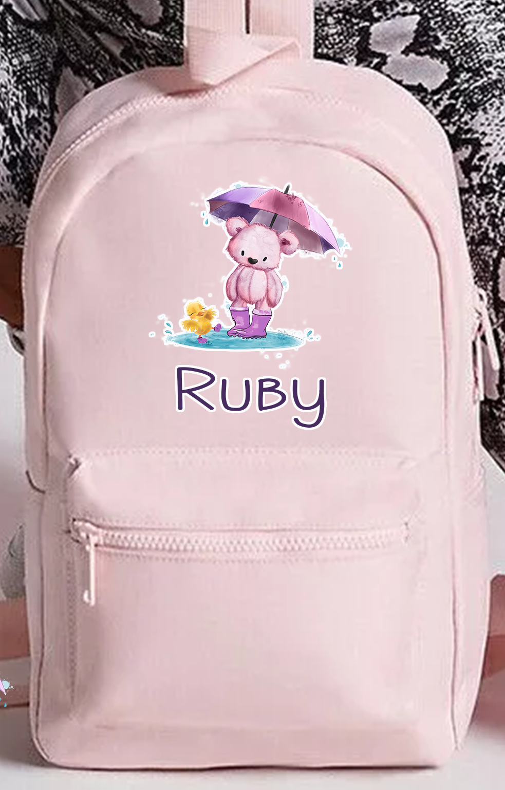 Pink Rain Bear Backpack