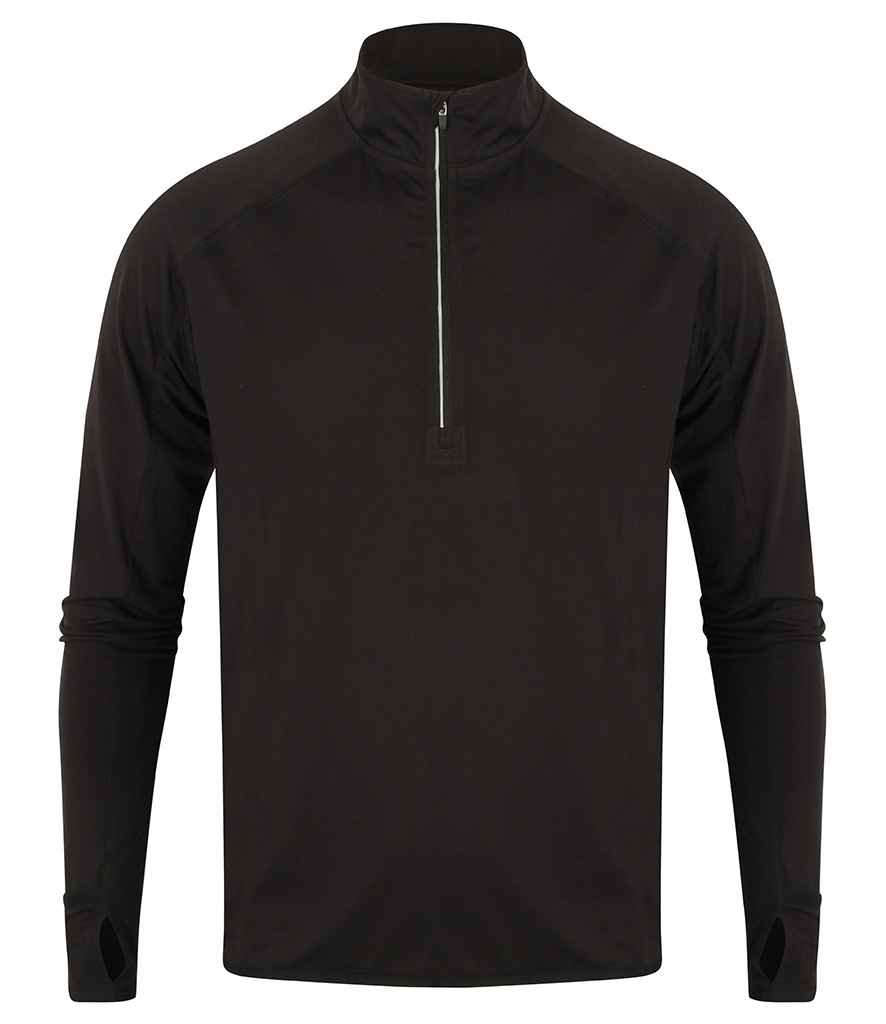 Tombo Llawes Hir Zip Gwddf Perfformiad Top