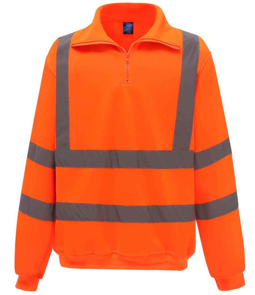 Crys Chwys Gwddf Zip Hi-Vis Yoko