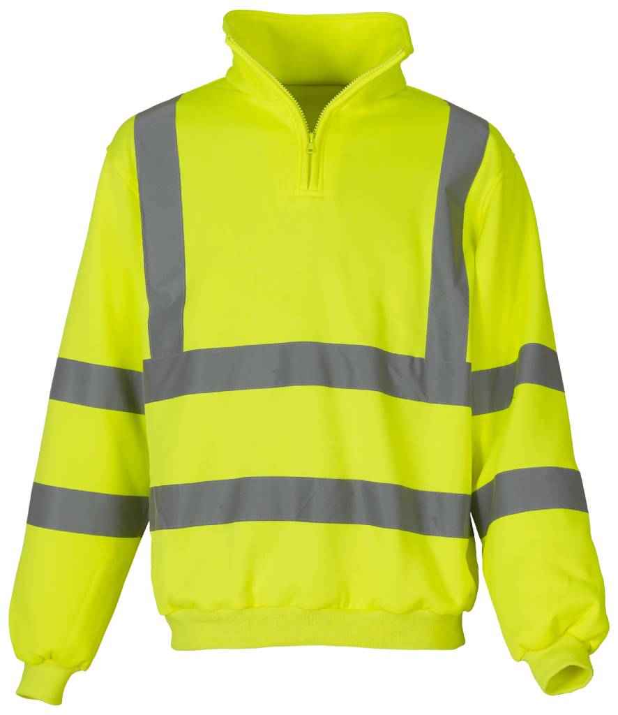 Crys Chwys Gwddf Zip Hi-Vis Yoko