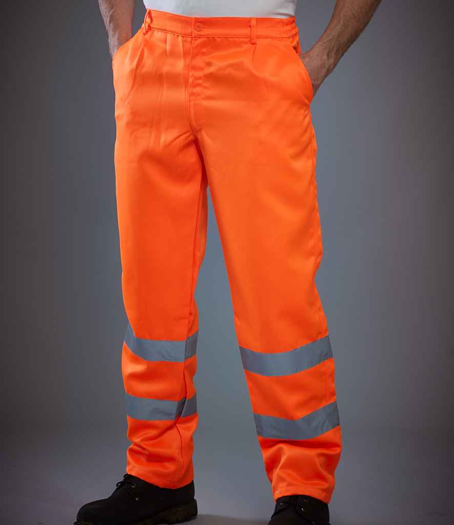 Trowsus Gwaith Poly/Cotwm Hi-Vis Yoko