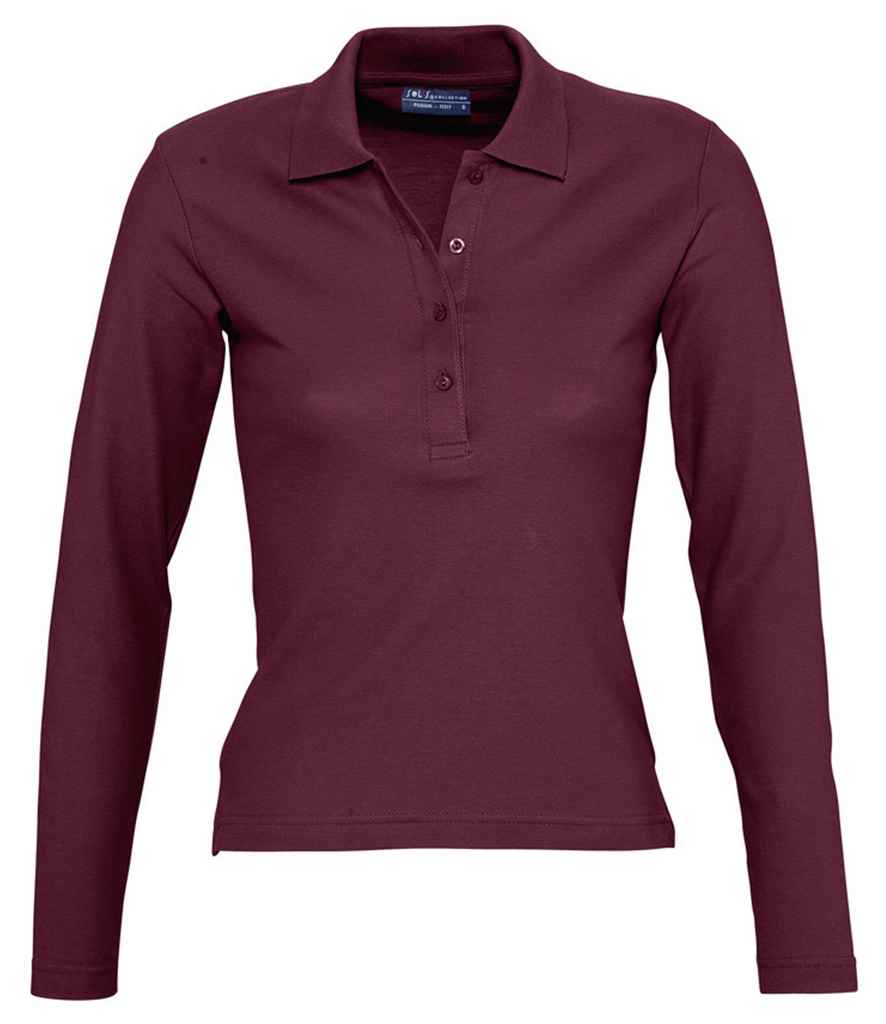 SOL'S Ladies Podium Long Sleeve Cotton Piqué Polo Shirt