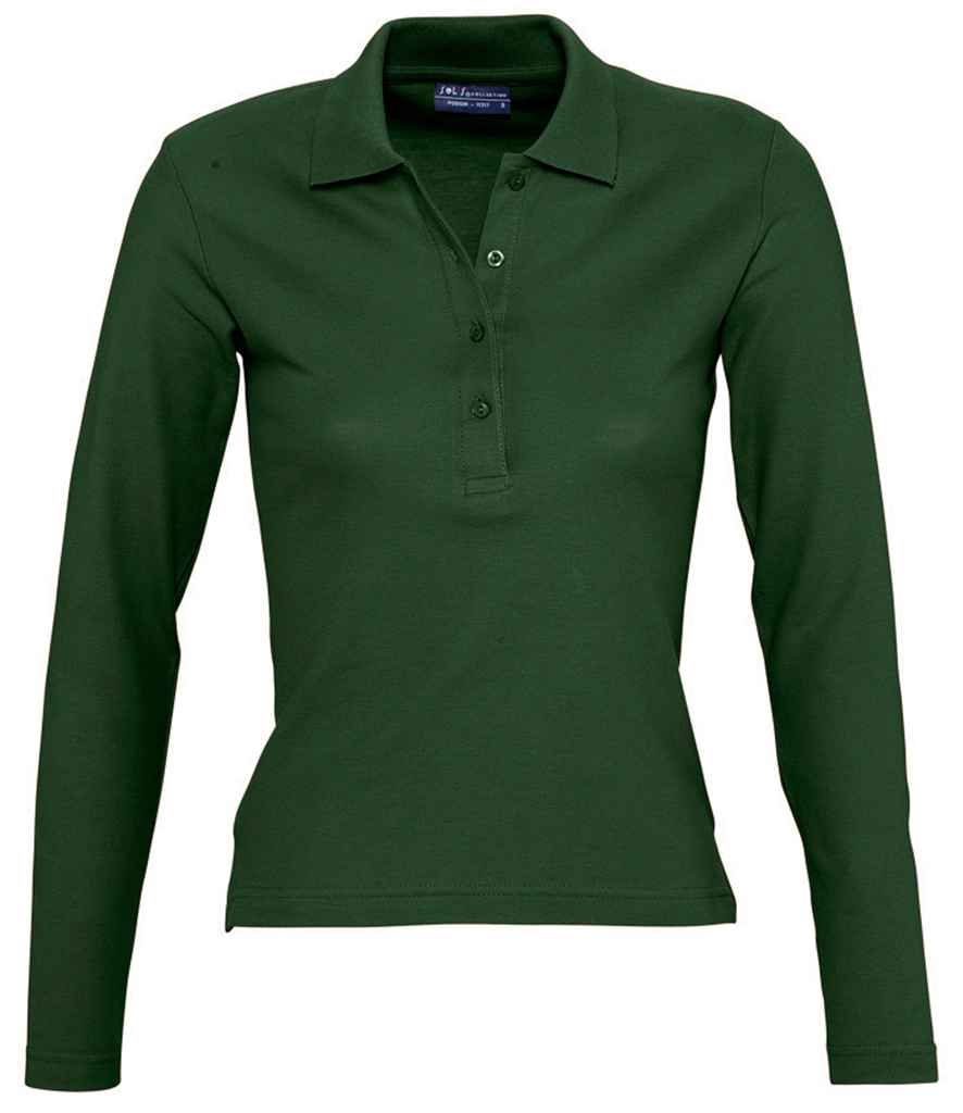 SOL'S Ladies Podium Long Sleeve Cotton Piqué Polo Shirt