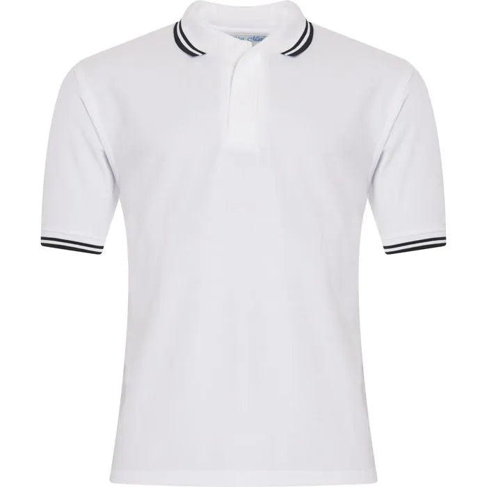 Ysgol Friars Polo Shirt - White & Black Years 12 & 13 (6th Form)