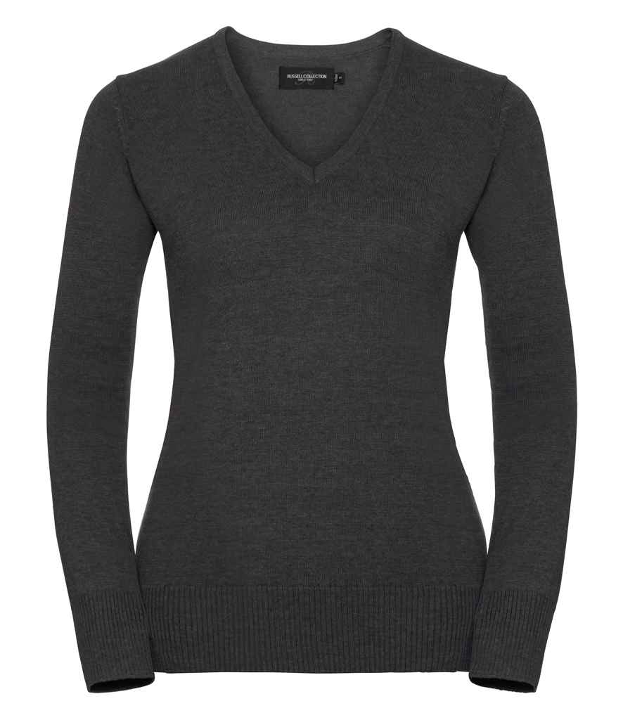 Russell Collection Ladies Cotton Acrylig V Neck siwmper