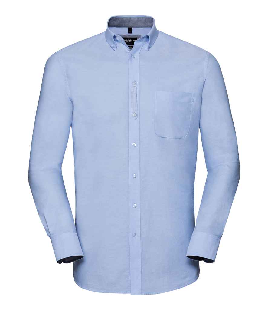 Russell Collection Tailored Long Sleeve Washed Oxford Shirt