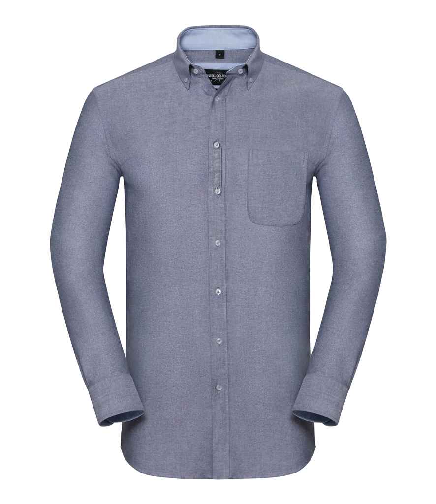 Russell Collection Tailored Long Sleeve Washed Oxford Shirt