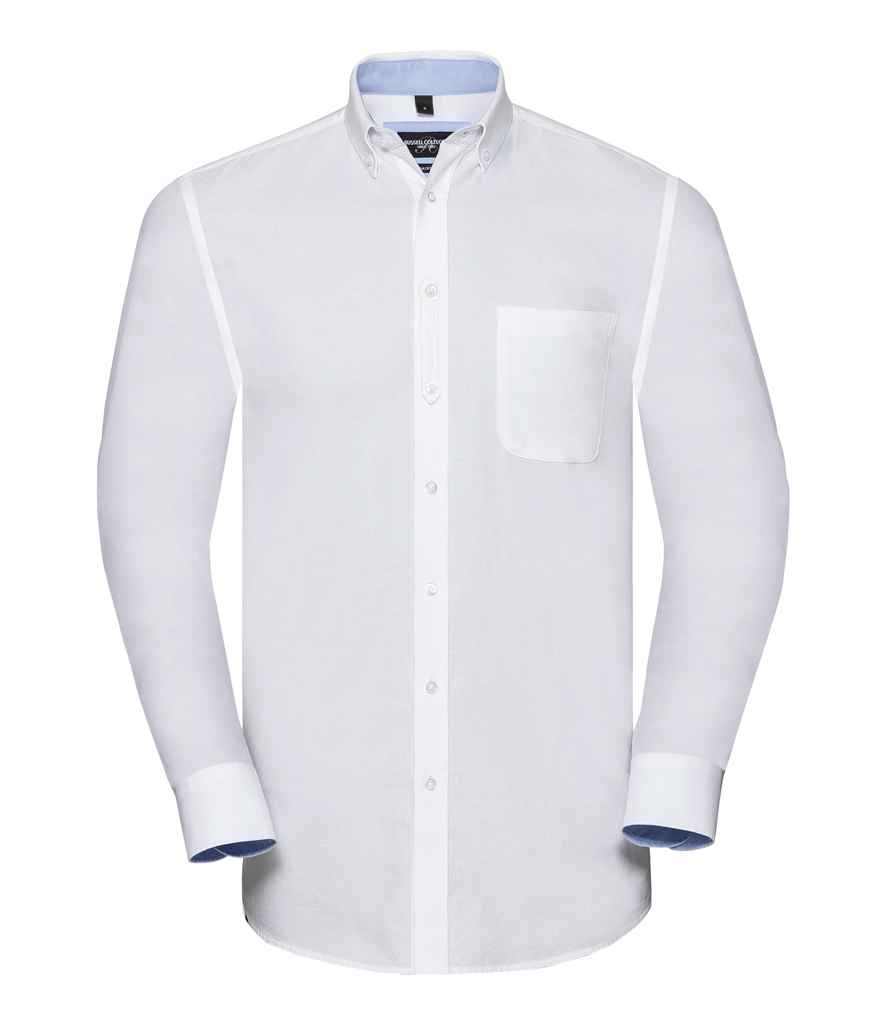 Russell Collection Tailored Long Sleeve Washed Oxford Shirt