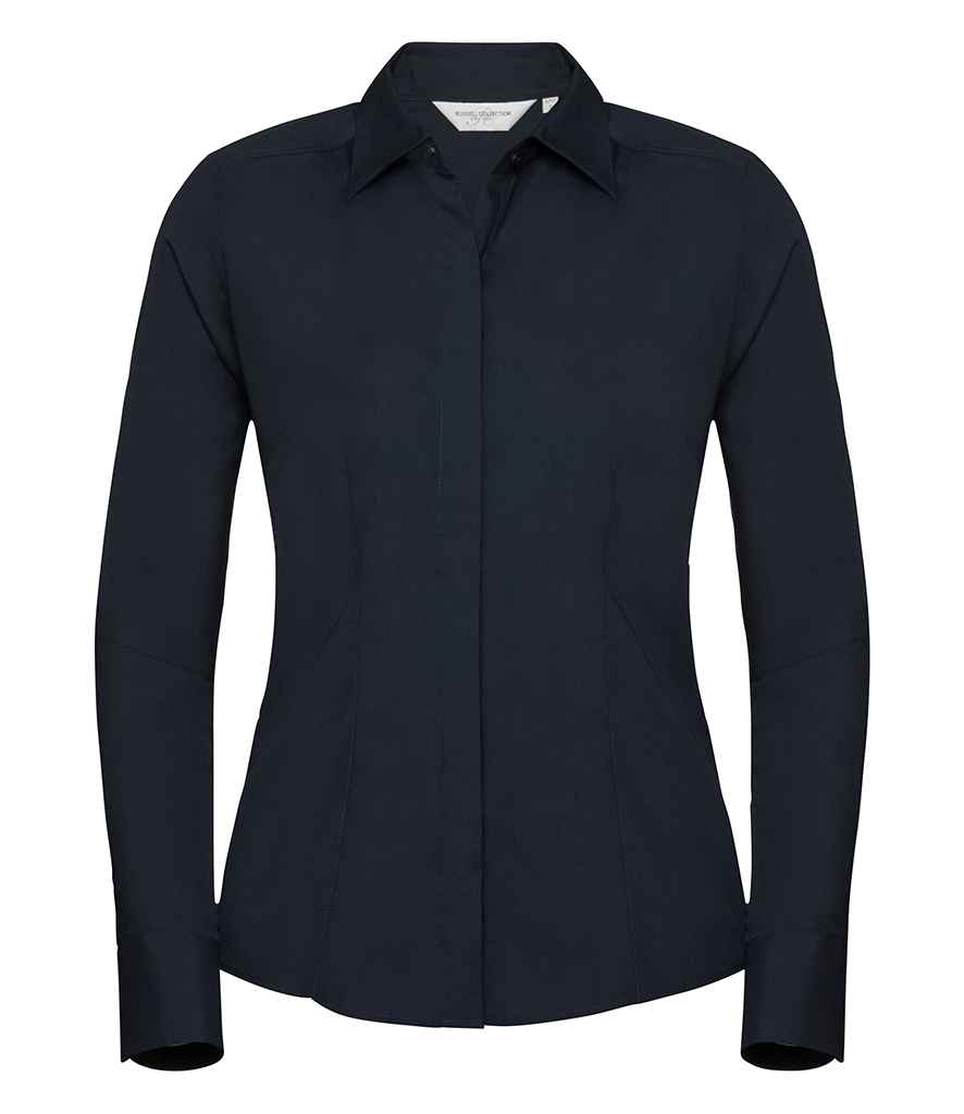 Russell Collection Ladies Long Sleeve Fitted Poplin Shirt