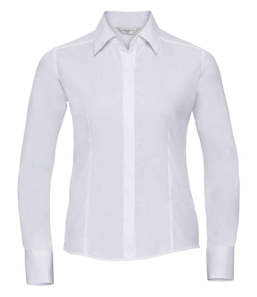 Russell Collection Ladies Long Sleeve Fitted Poplin Shirt