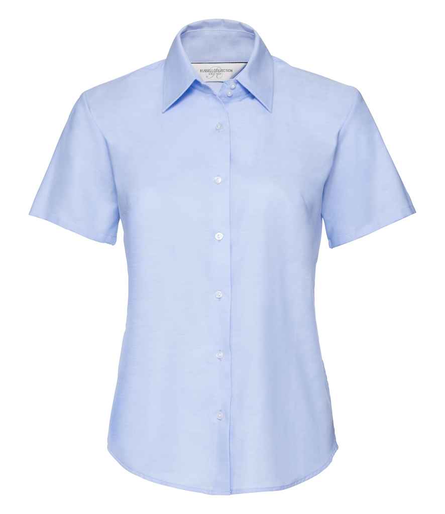 Russell Collection Ladies Short Sleeve Easy Care Oxford Shirt