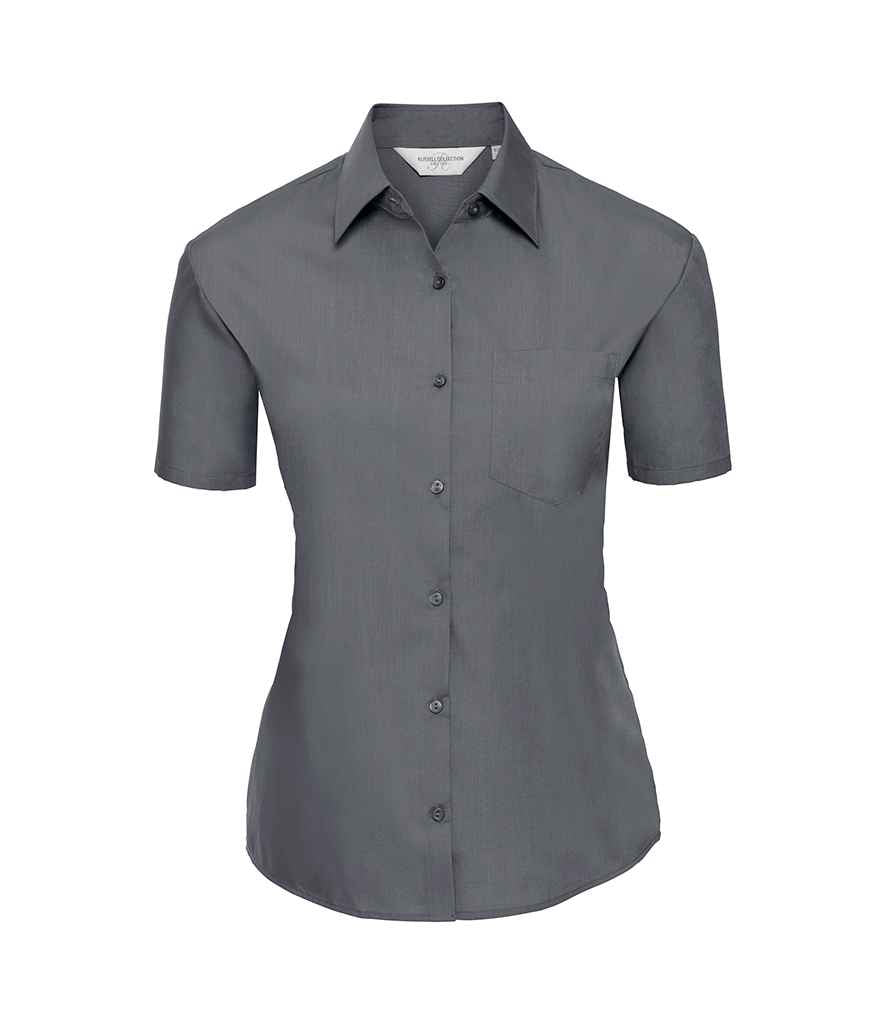 Russell Collection Ladies Short Sleeve Easy Care Poplin Shirt