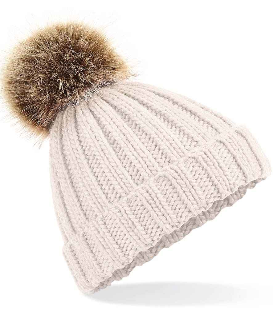 Beechfield Junior Faux Fur Pom Pom Chunky Beanie