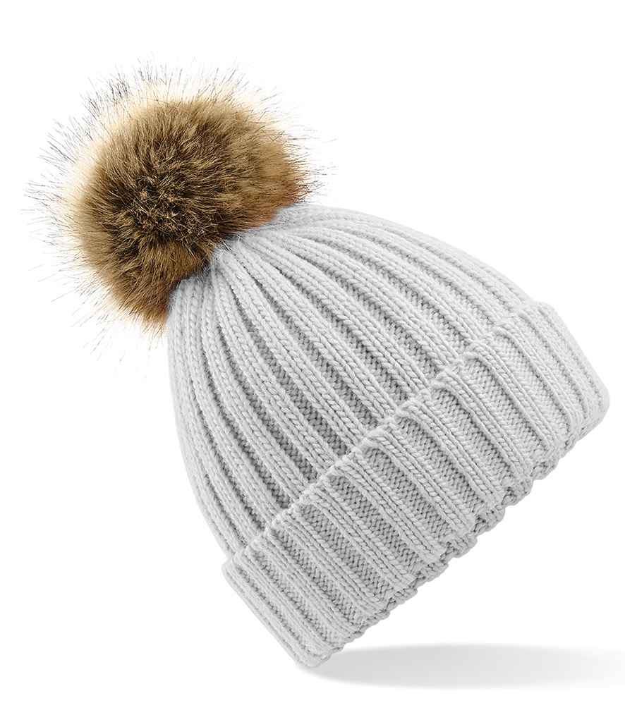 Beechfield Faux Fur Pop Pom Chunky Beanie