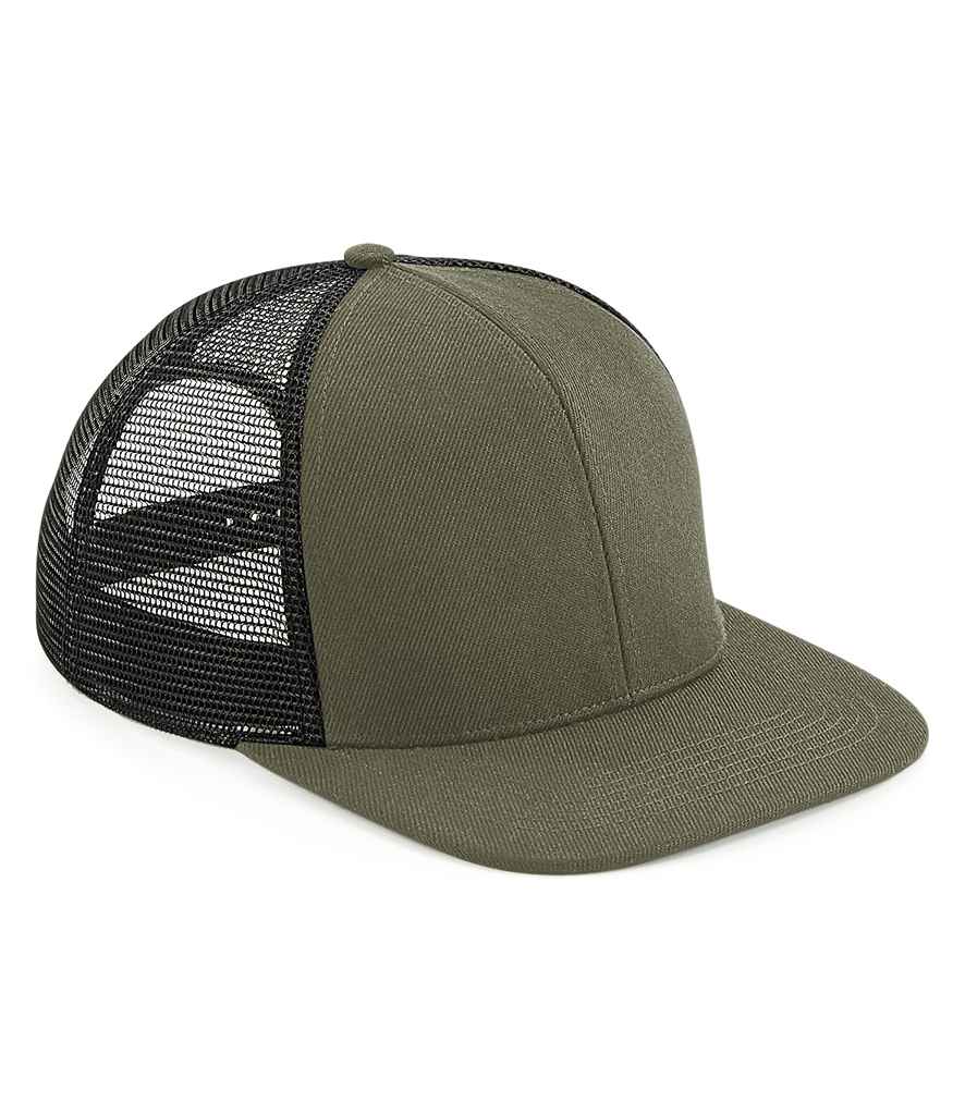 Beechfield Gwreiddiol Fflat Peak 6 Panel Trucker Cap