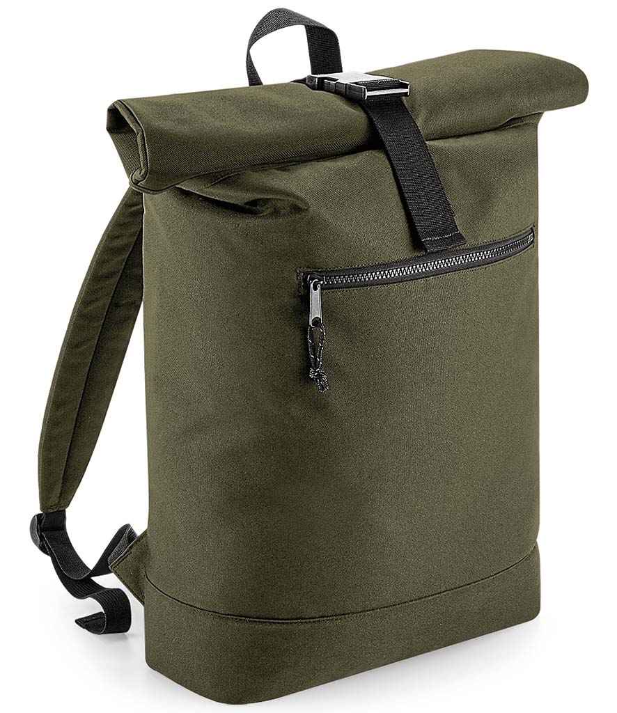 BagBase Roll-Top Backpack wedi'i Ailgylchu