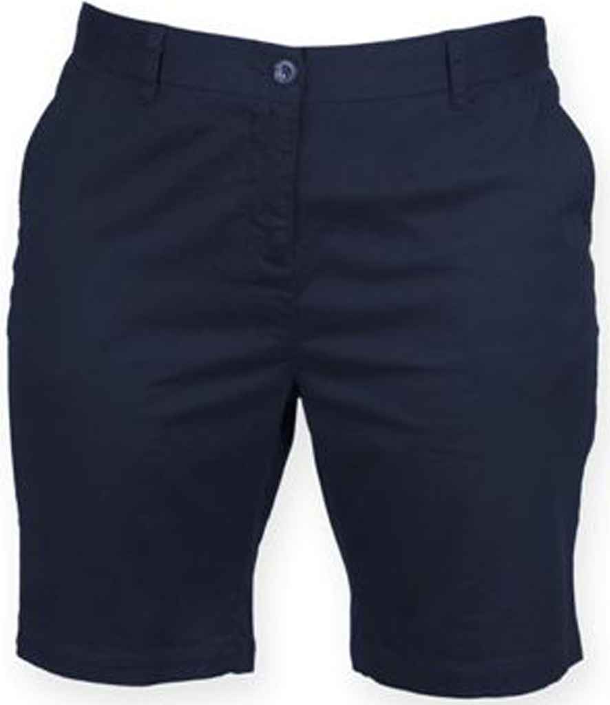 Merched Rhes Flaen Stretch Chino Shorts