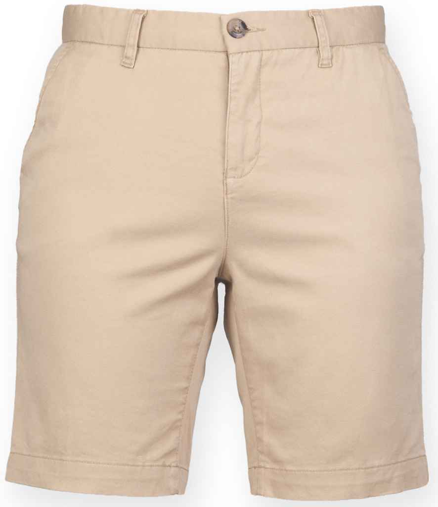 Merched Rhes Flaen Stretch Chino Shorts