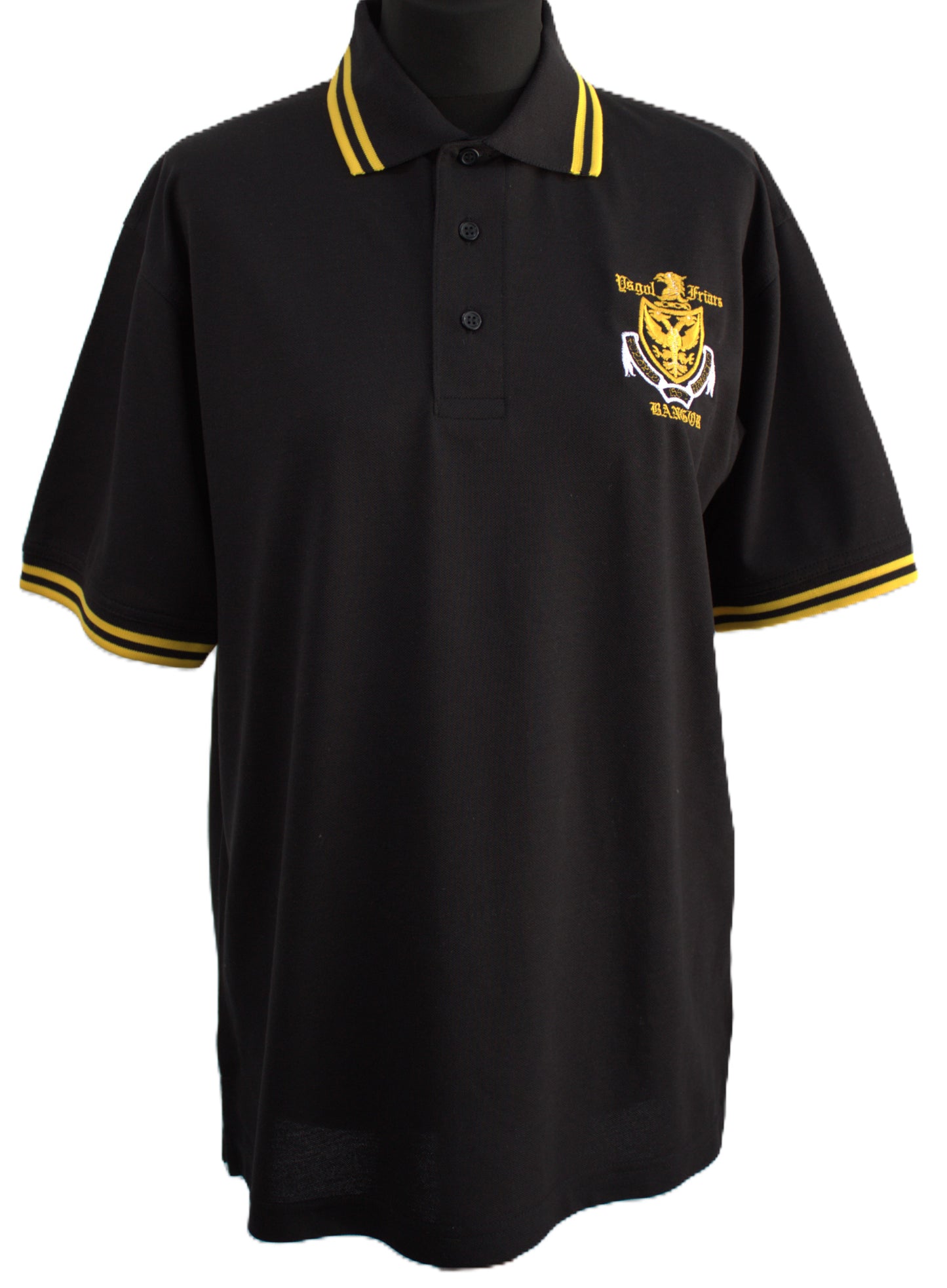 Ysgol Friars Polo Shirt - Black and gold Years 10 & 11