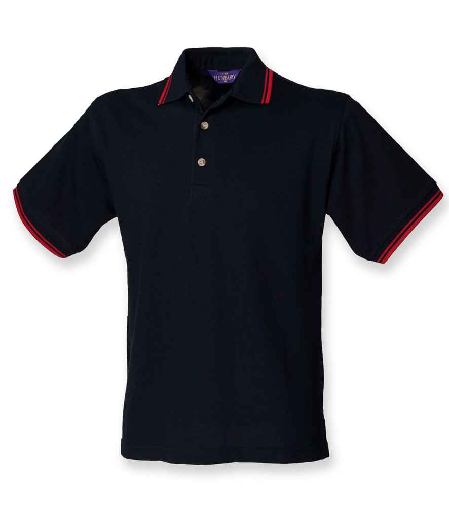 Henbury Contrast Double Tipped Cotton Piqué Polo Shirt