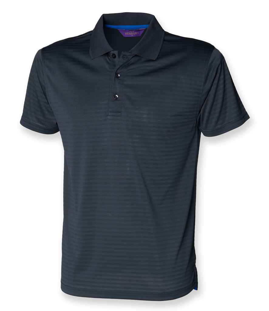 Henbury Coolplus® Textured Stripe Piqué Polo Shirt