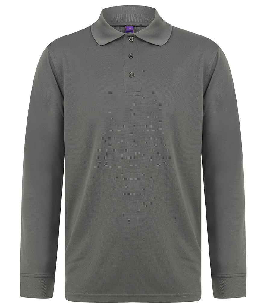 Henbury Unisex Long Sleeve Coolplus® Piqué Polo Shirt